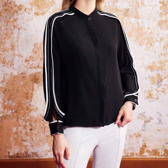 (L) MOTF PREMIUM CONTRAST FLOUNCE BLOUSE - Picture 3 of 4